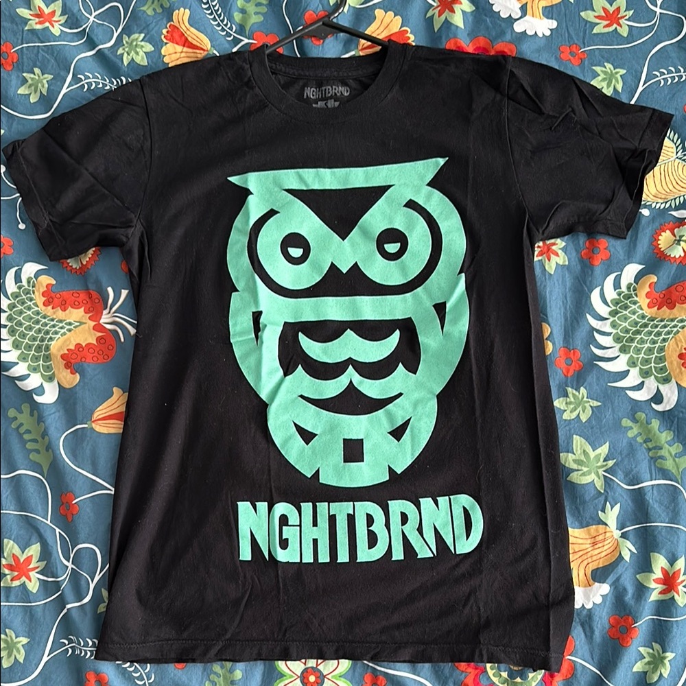 NGHTBRND Black T-Shirt with Owl Graphic